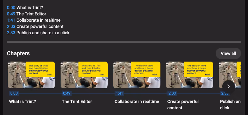 Example of timestamping in a YouTube video